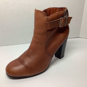 Liz Claiborne Women’s Size 10 M Brown Leather Ankle Boots Booties W/ Heel